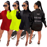 Solid Color Long - Sleeve Blouse Dress