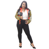 New Fashion Print Leather Jacket