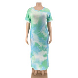 Tie-Dye V-neck One Piece Dress