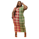 New Fashion Grid One Piece Dress