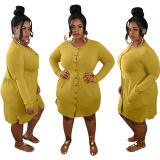 Long Sleeve Cardigan Fashion Dress