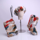 3 Piece Fashion Fur Set(Include Hat,bag,Slippers)