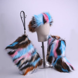 3 Piece Fashion Fur Set(Include Hat,bag,Slippers)
