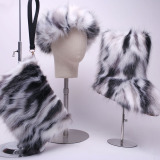 3 Piece Fashion Fur Set(Include Hat,bag,Slippers)