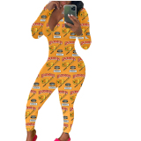 Long Sleeve Printed Comfort Jumpsuit