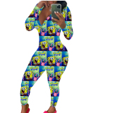 Long Sleeve Printed Comfort Jumpsuit