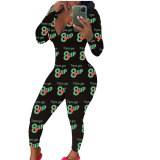 Long Sleeve Printed Comfort Jumpsuit