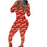 Long Sleeve Printed Comfort Jumpsuit