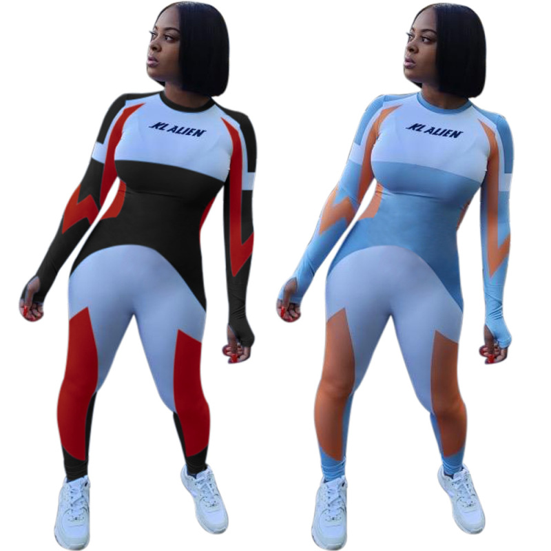 O-Neck Fashion Sporty Bodycon Jumpsuit