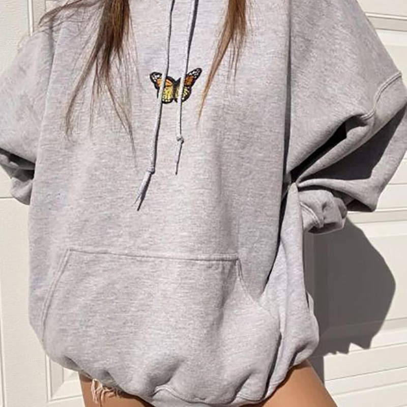 Grey Loose Style Girl Hoodies