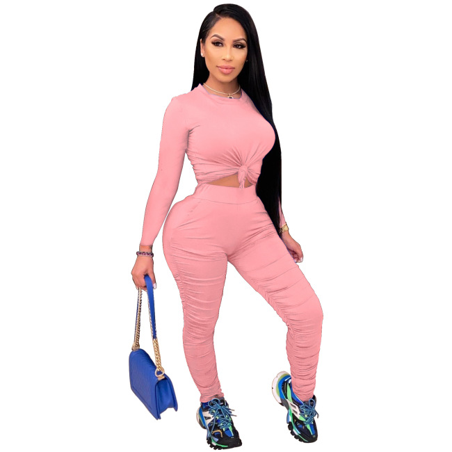 Casual Solid Color Two Piece Set