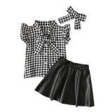 Grid Three Pieces Girl Dress