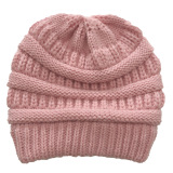 Winter Cross Ponytail Knitted Hat with Back Opening for Ponytail Hair