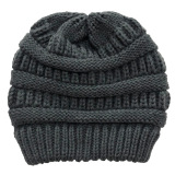 Winter Cross Ponytail Knitted Hat with Back Opening for Ponytail Hair