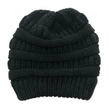 Winter Cross Ponytail Knitted Hat with Back Opening for Ponytail Hair