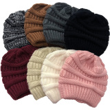 Winter Cross Ponytail Knitted Hat with Back Opening for Ponytail Hair