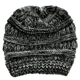 Winter Cross Ponytail Knitted Hat with Back Opening for Ponytail Hair