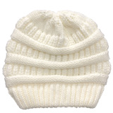 Winter Cross Ponytail Knitted Hat with Back Opening for Ponytail Hair