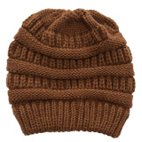 Winter Cross Ponytail Knitted Hat with Back Opening for Ponytail Hair