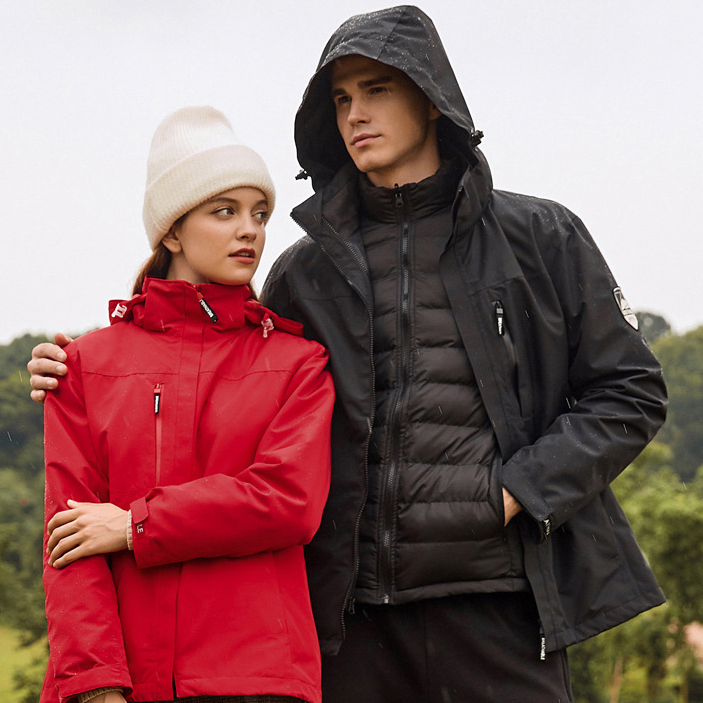Outdoor Jacket Three-in-one Detachable Two-piece Suit for Men and Women with Liner Down Cotton Winter Custom Mountaineering Suit