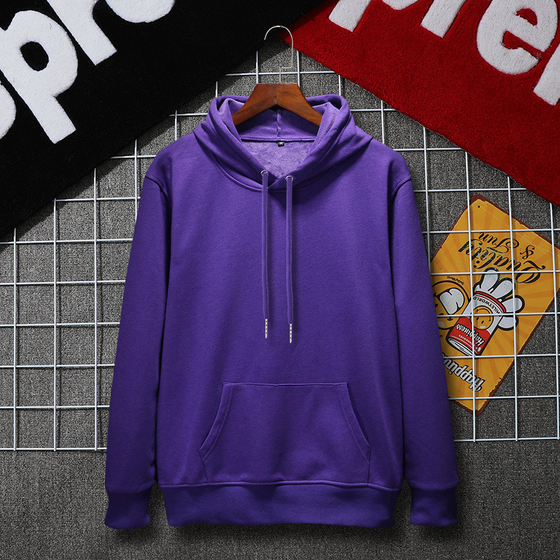 Pure Color Plus Velvet Casual Sports Hooded Sweater