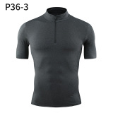 Zipper Stand-up Collar Sporty Men's T-Shirt