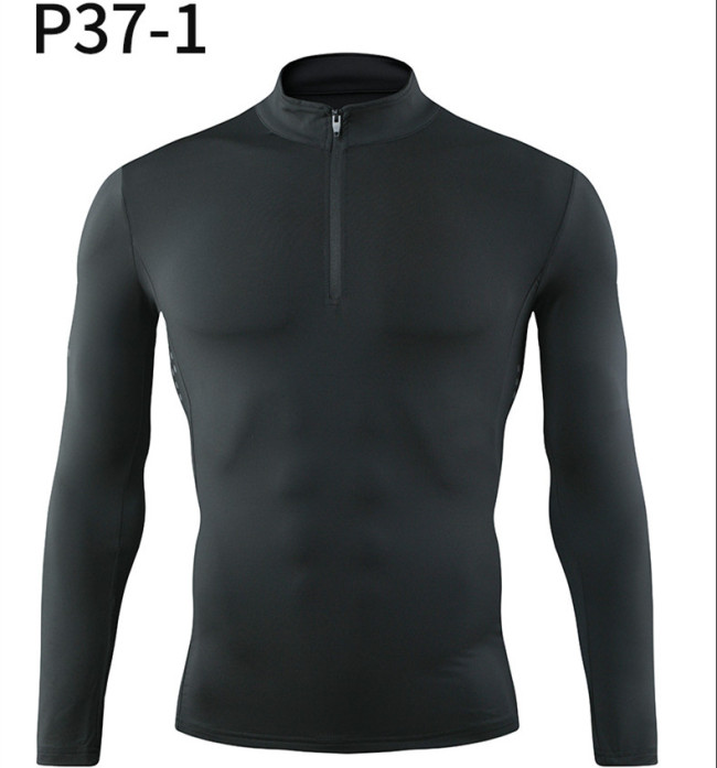 Zipper Stand-up Collar Sporty Men's T-Shirt