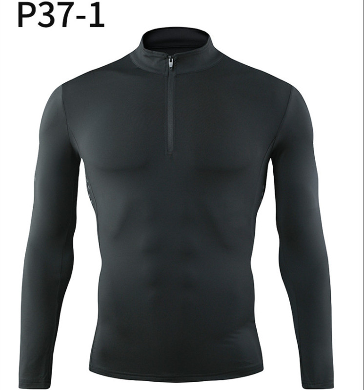Zipper Stand-up Collar Sporty Men's T-Shirt