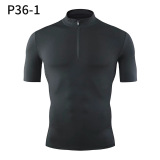 Zipper Stand-up Collar Sporty Men's T-Shirt