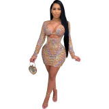 Sexy Sequin Club Mini Dress With Shining Bra