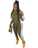 Strappy Colorblock Zipper Two Piece Set