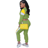 Hot Sale Colorblock Coat Sporty Set Two pieces Outfit