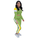 Hot Sale Colorblock Coat Sporty Set Two pieces Outfit