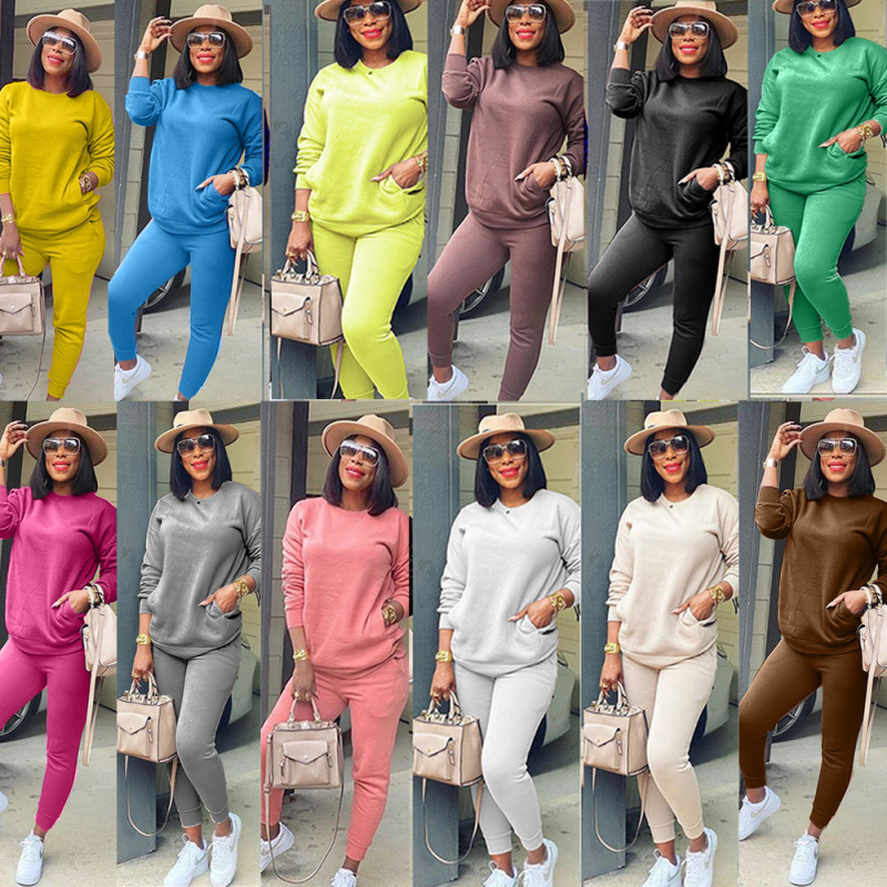 Solid Color Street Style Two Piece Set