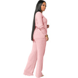 Front Buttons V-Neck Casual Two pieces Outfit