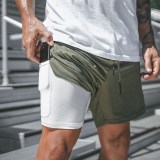 NEW Men's Running Shorts Mens 2 in 1 Sports Shorts Male double-deck Quick Drying Sports men Shorts Jogging Gym Shorts men