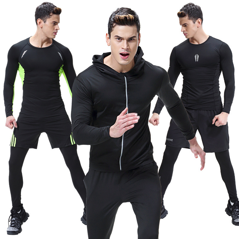 3 Pcs Quick Dry Men Running Set Compression Sport Suit Basketball Jogging Tights Leggings Clothes Gym Fitness Training Sportswear