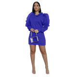 Fashion Ruffle Sleeve Hoodies Dress