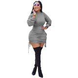 Long Sleeve Solid Color Dress