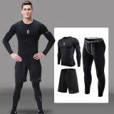 3 Pcs Quick Dry Men Running Set Compression Sport Suit Basketball Jogging Tights Leggings Clothes Gym Fitness Training Sportswear