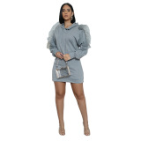 Fashion Ruffle Sleeve Hoodies Dress