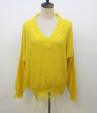 V-Neck Solid Color Sweater Top