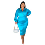 Solid Color V-Neck One Piece Dress