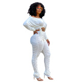 Peated Drawstring Trousers Two piece Set