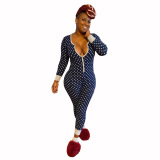 Christmas Cute Dots Jumpsuits Sleep Wear