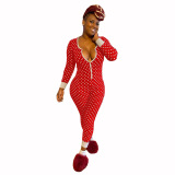 Christmas Cute Dots Jumpsuits Sleep Wear