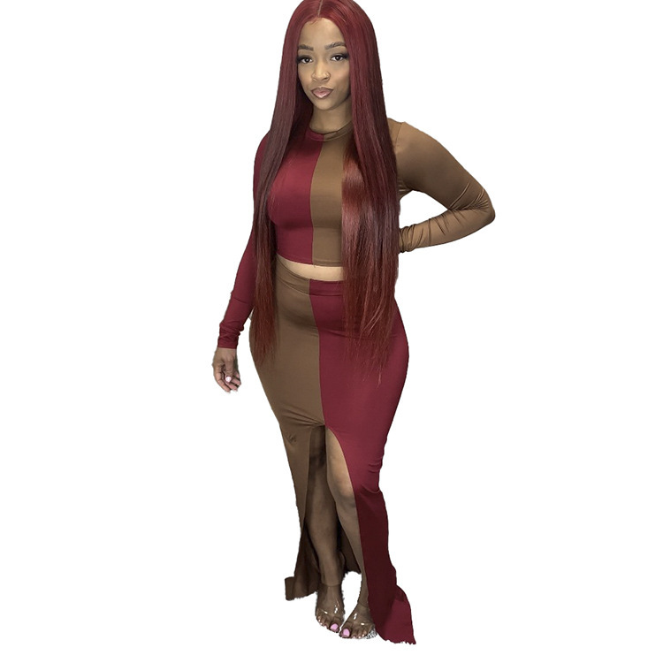 Fashion Colorblock Two Piece Set