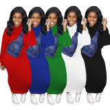 Solid Color Hoodies Long Dress Two pieces Outfit