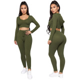 Solid Color Sporty Wholesale Two Piece Set