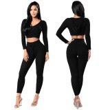 Solid Color Sporty Wholesale Two Piece Set